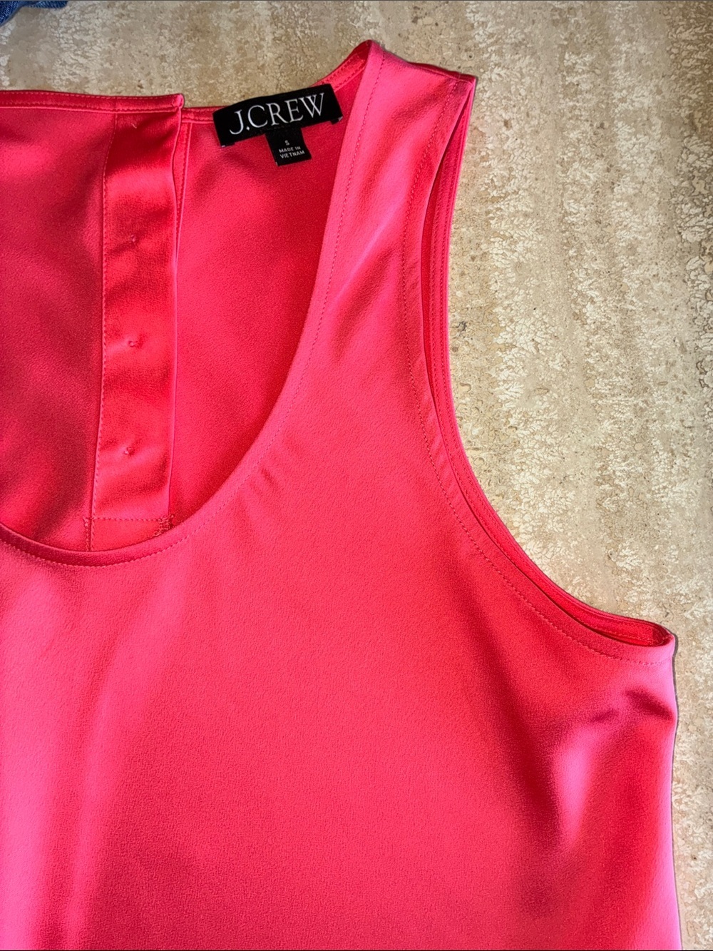 J. Crew Top Women's S, Bright Pink Scoop Neck Sleeveless. Gold back buttons. EUC - Picture 5 of 14